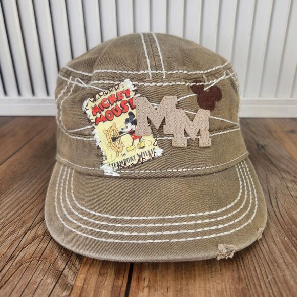 Disney Parks Mickey Mouse Steamboat Willie Distressed Cadet Hat Cap Strapback - Picture 2 of 12